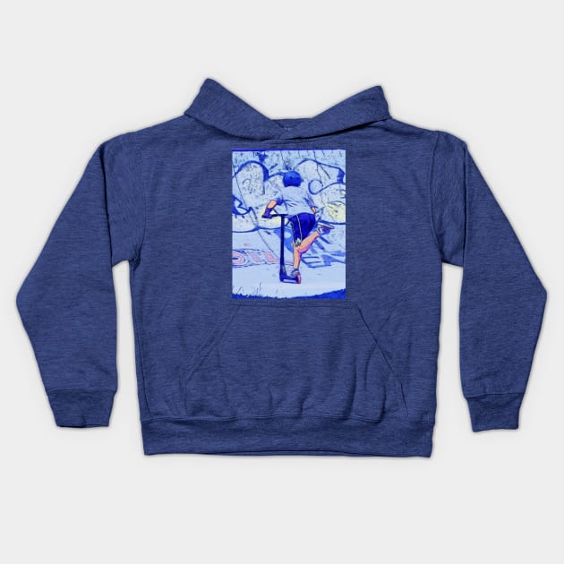 Pushin' It - Stunt Scooter Rider Kids Hoodie by Highseller